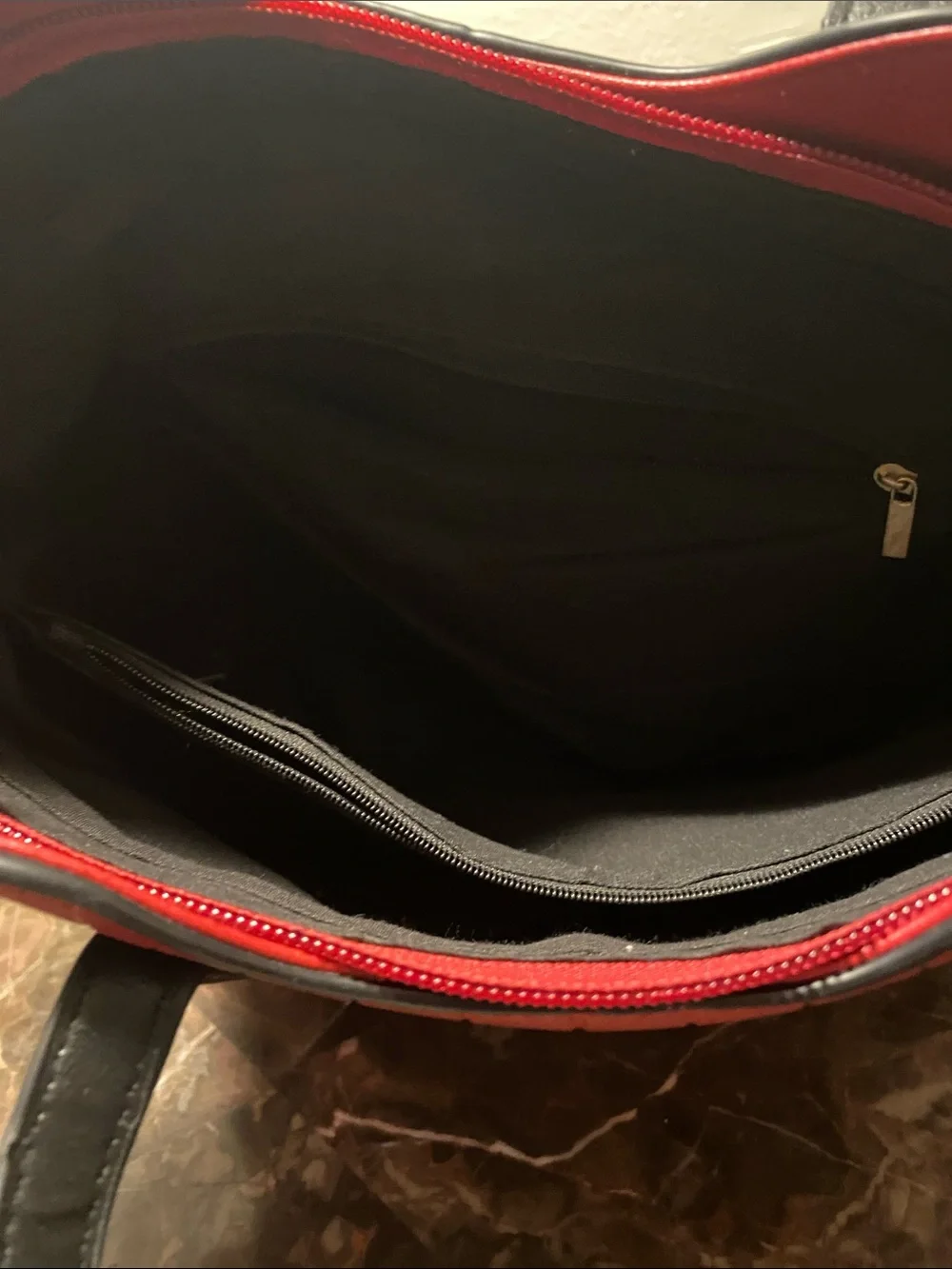 Red Croc-Embossed Tote Bag with Gold Accents